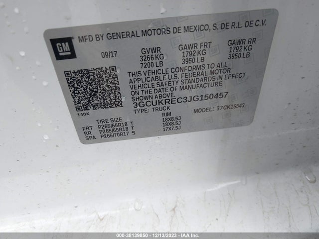 Chevrolet Silverado 1500 2lt 2018 3GCUKREC3JG150457 Image 9