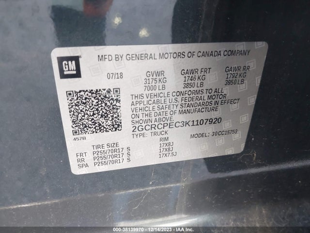 Chevrolet Silverado 1500 Ld Lt 2019 2GCRCPEC3K1107920 Image 9