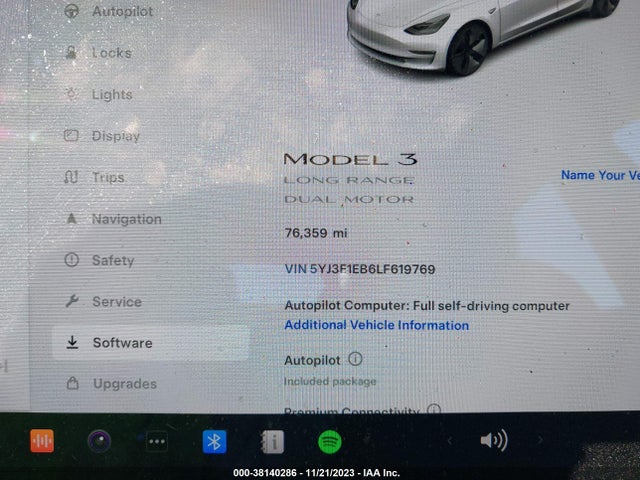2020 TESLA MODEL 3 LONG RANGE DUAL MOTOR ALL-WHEEL DRIVE VIN: 5YJ3E1EB6LF619769