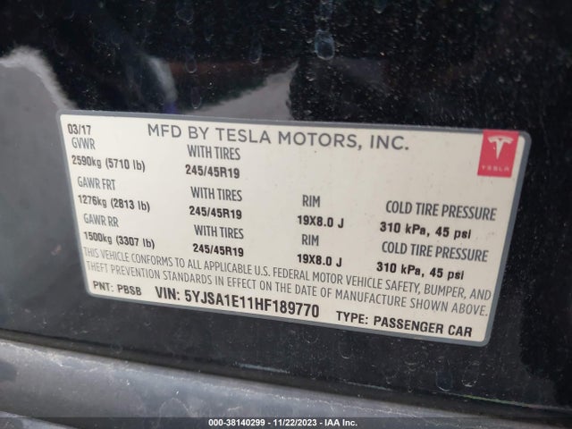 5YJSA1E11HF189770 Tesla Model S 60/75