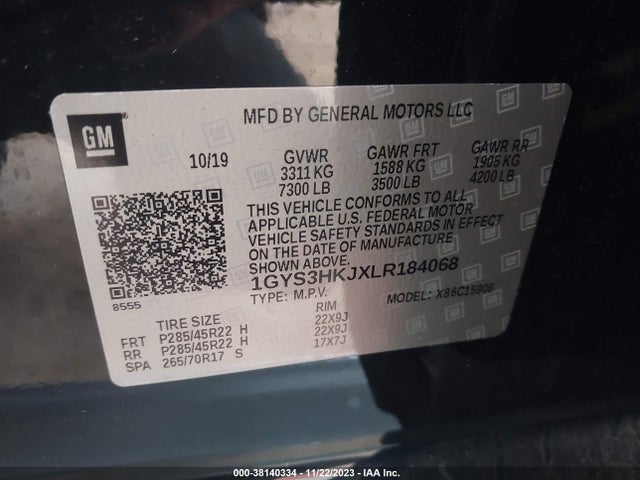 1GYS3HKJXLR184068 Cadillac Escalade Esv 2wd Luxury
