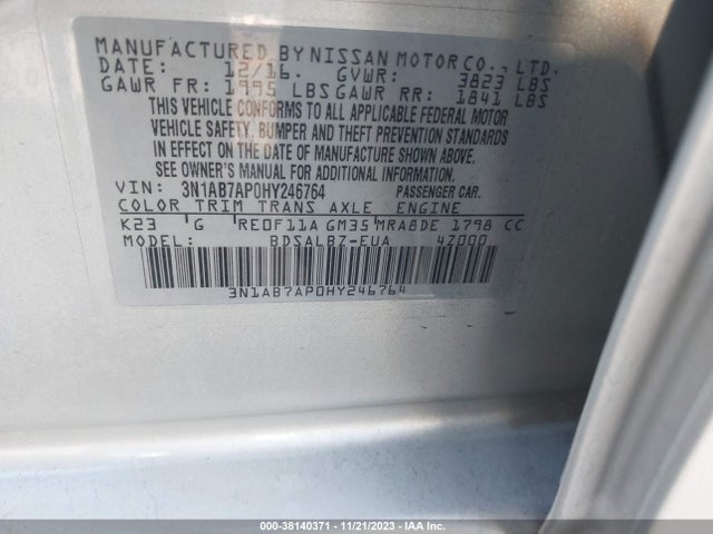 2017 NISSAN SENTRA S VIN: 3N1AB7AP0HY246764