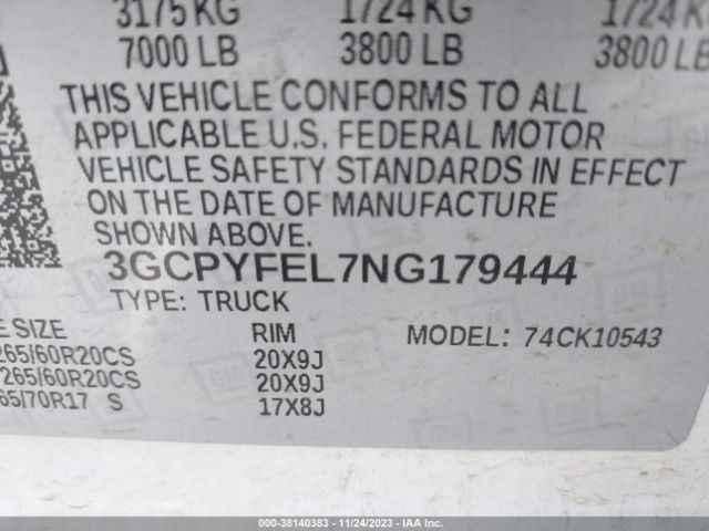 3GCPYFEL7NG179444 Chevrolet Silverado 1500 Ltd 4wd  Short Bed Lt Trail Boss