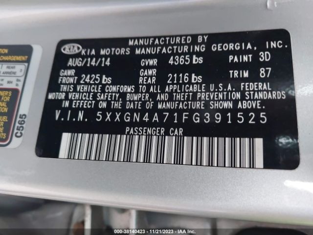 5XXGN4A71FG391525 KIA OPTIMA EX