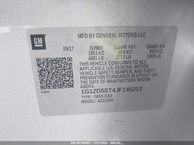 Chevrolet MALIBU LT 2018 1G1ZD5ST4JF145212 Image 9