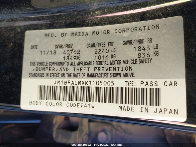 JM1BPALMXK1105005 Mazda MAZDA3