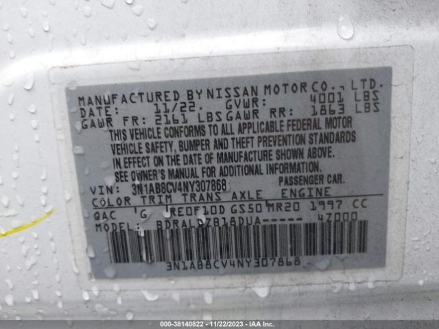 3N1AB8CV4NY307868 Nissan Sentra Sv Xtronic Cvt