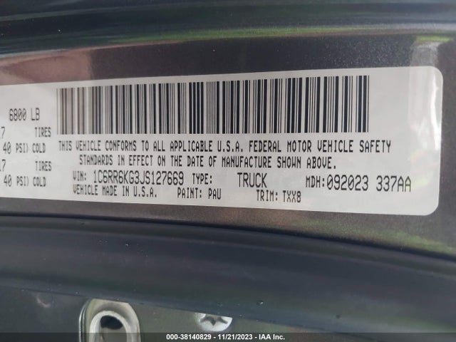 RAM 1500 2018 1C6RR6KG3JS127669 Image 9