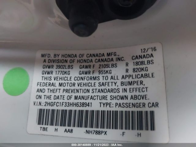 2HGFC1F33HH638941 Honda Civic Ex-t