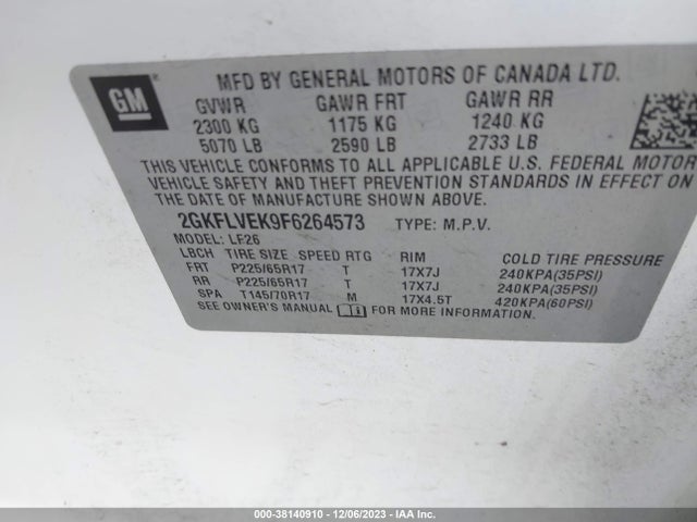 GMC Terrain Sle-1 2015 2GKFLVEK9F6264573 Image 9