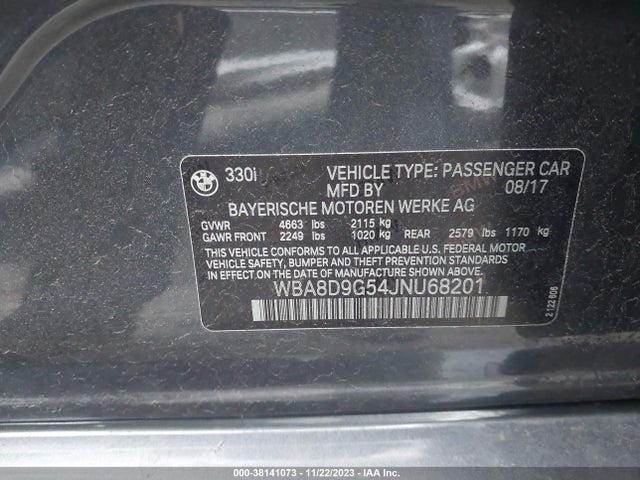 BMW 330i Xdrive 2018 WBA8D9G54JNU68201 Image 9