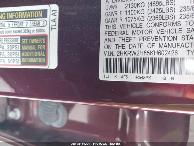 Honda Cr-v Ex-l 2019 2HKRW2H85KH602426 Image 9
