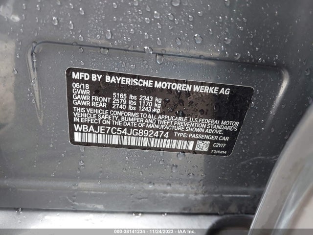 BMW 540i Xdrive 2018 WBAJE7C54JG892474 Image 9