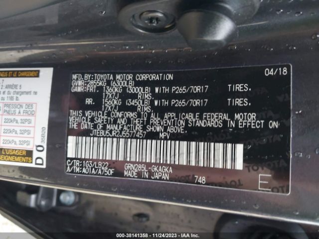 JTEBU5JR2J5577457 Toyota 4runner Sr5 Premium