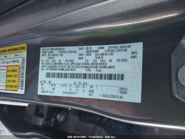 1FTER4FH2MLD21431 Ford Ranger Lariat