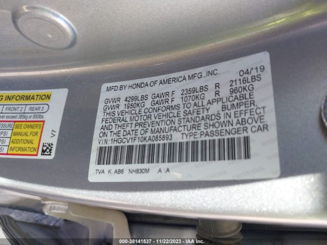 1HGCV1F10KA085893 Honda ACCORD LX
