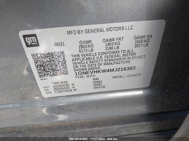 Chevrolet Traverse Awd Lt Leather 2021 1GNEVHKW4MJ216383 Image 9