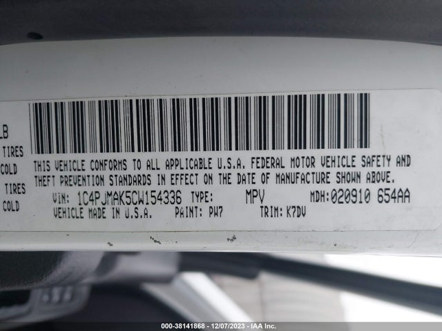 2012 JEEP LIBERTY SPORT VIN: 1C4PJMAK5CW154336