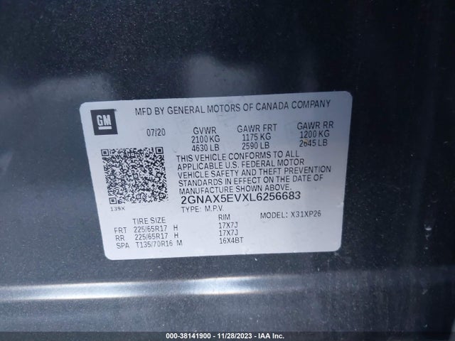 Chevrolet Equinox Awd 1fl 2020 2GNAX5EVXL6256683 Image 9