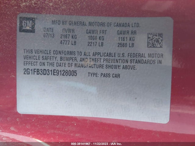 Chevrolet Camaro 1lt 2014 2G1FB3D31E9128005 Image 9