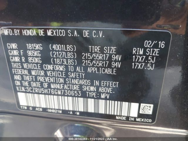 3CZRU5H76GM730653 Honda Hr-v Ex-l