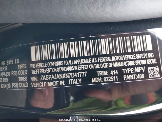 ZASPAJANXN7D41777 Alfa Romeo Stelvio Sprint Rwd