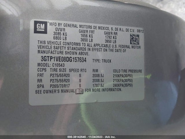 2013 GMC SIERRA 1500 SLE VIN: 3GTP1VE08DG157634