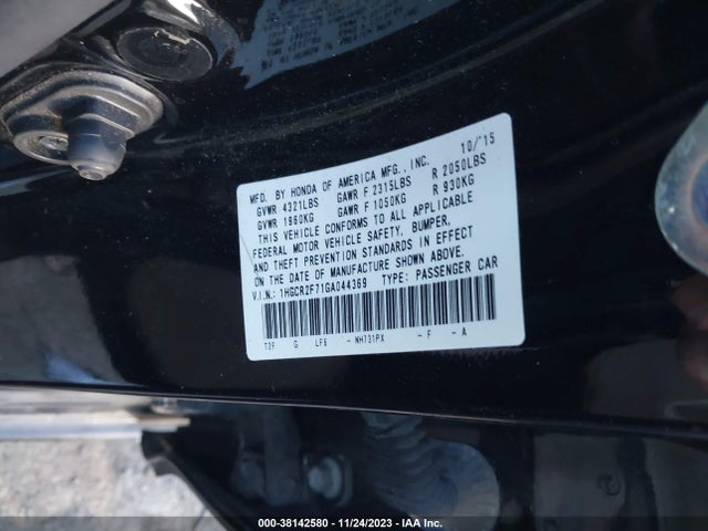 2016 HONDA ACCORD EX VIN: 1HGCR2F71GA044369