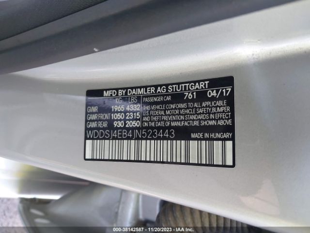 WDDSJ4EB4JN523443 Mercedes-Benz Cla Cla 250
