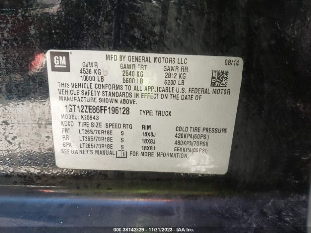 1GT12ZE86FF196128 GMC Sierra 2500hd Slt