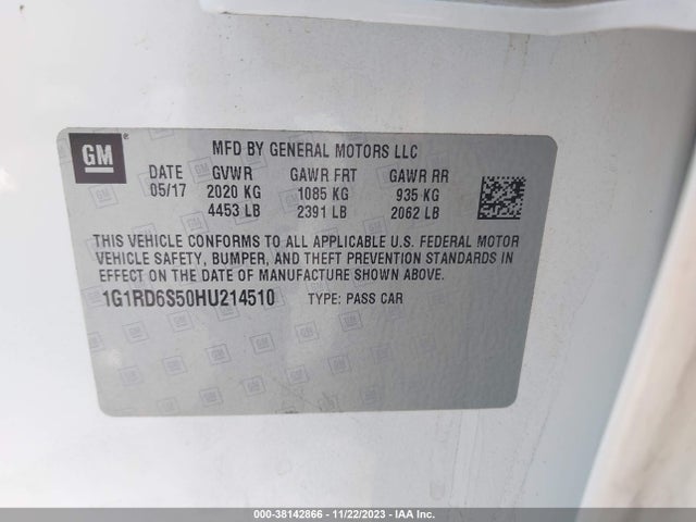 Chevrolet Volt Premier 2017 1G1RD6S50HU214510 Image 9
