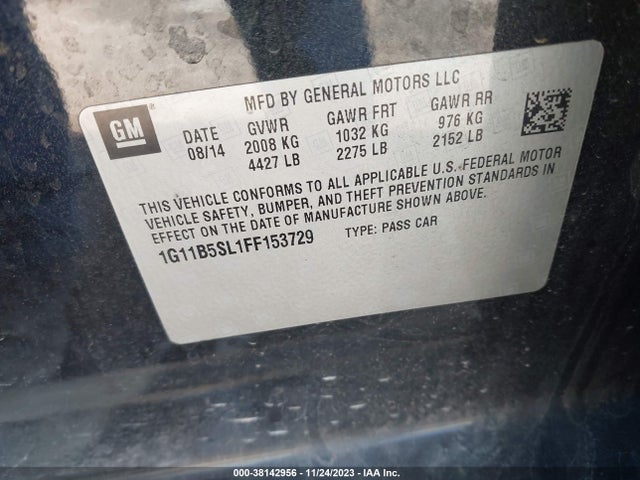 Chevrolet MALIBU LS 2015 1G11B5SL1FF153729 Image 9