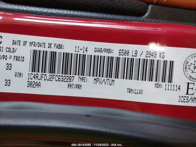 1C4RJFDJ2FC632287 Jeep Grand Cher