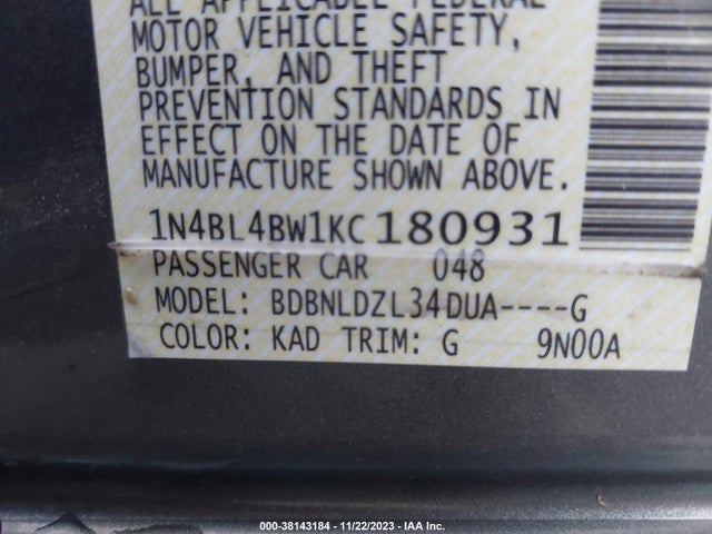 Nissan Altima 2.5 S 2019 1N4BL4BW1KC180931 Image 9