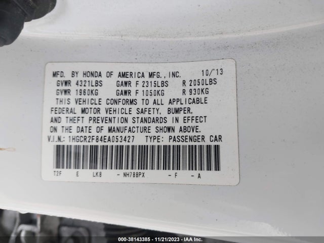 Honda Accord Ex-l 2014 1HGCR2F84EA053427 Image 9