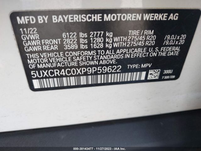5UXCR4C0XP9P59622 BMW X5 Sdrive40i