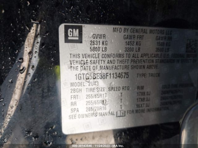 1GTG5BE38F1134675 GMC CANYON SLE