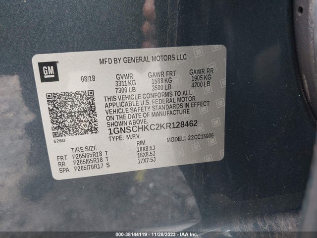 Chevrolet Suburban Lt 2019 1GNSCHKC2KR128462 Image 9