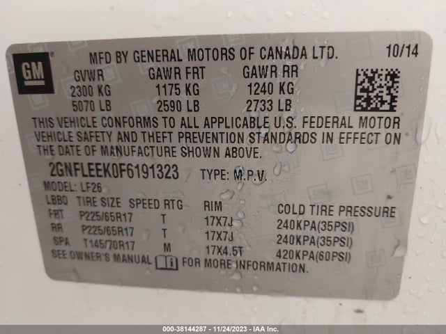 Chevrolet EQUINOX LS 2015 2GNFLEEK0F6191323 Image 9