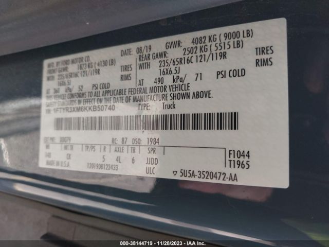 1FTYR3XM6KKB50740 Ford Transit-250