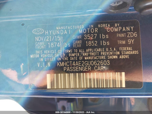 Hyundai ACCENT SE 2016 KMHCT4AE2GU062603 Image 9