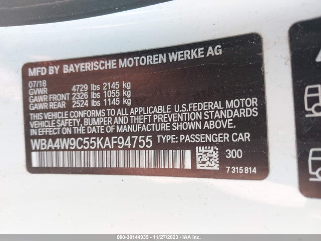 BMW 440i Xdrive 2019 WBA4W9C55KAF94755 Image 9