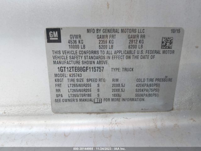 1GT12TE88GF115757 GMC Sierra 2500hd Slt
