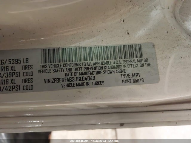 2018 RAM PROMASTER CITY TRADESMAN VIN: ZFBERFAB3J6L04049