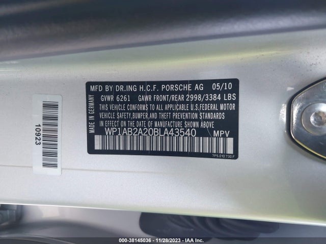 2011 PORSCHE CAYENNE WP1AB2A20BLA43540 Photo 8