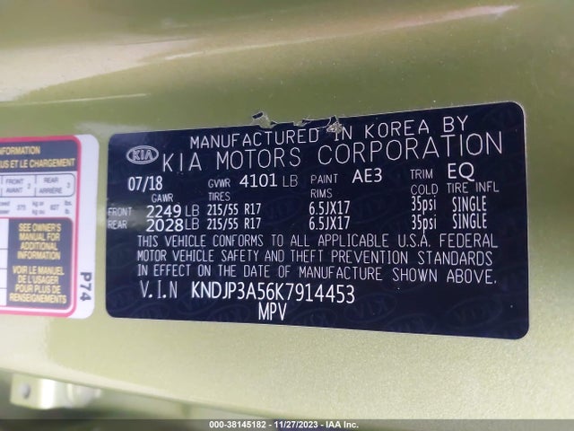 KIA SOUL + 2019 KNDJP3A56K7914453 Image 9