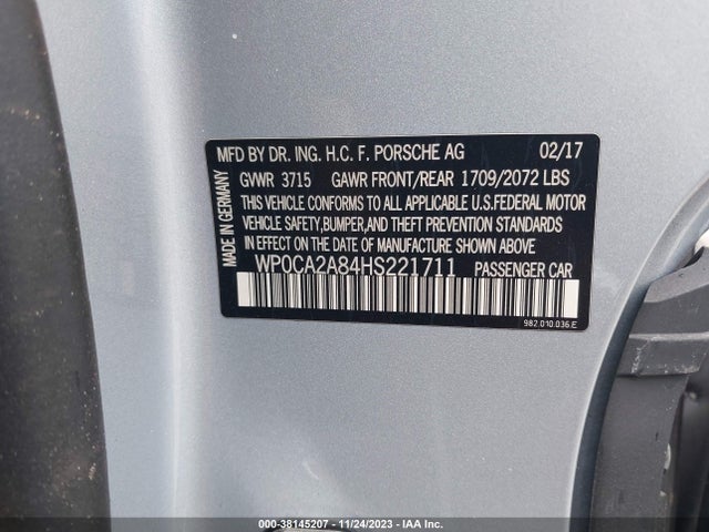 2017 PORSCHE 718 BOXSTER WP0CA2A84HS221711 Photo 8