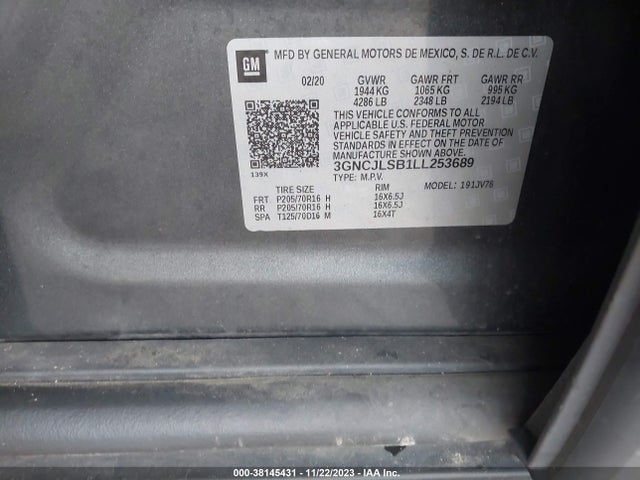 Chevrolet Trax Fwd Lt 2020 3GNCJLSB1LL253689 Image 9