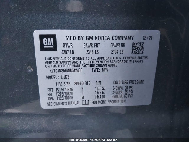 Chevrolet Trax Awd Ls 2022 KL7CJNSM6NB512460 Image 9