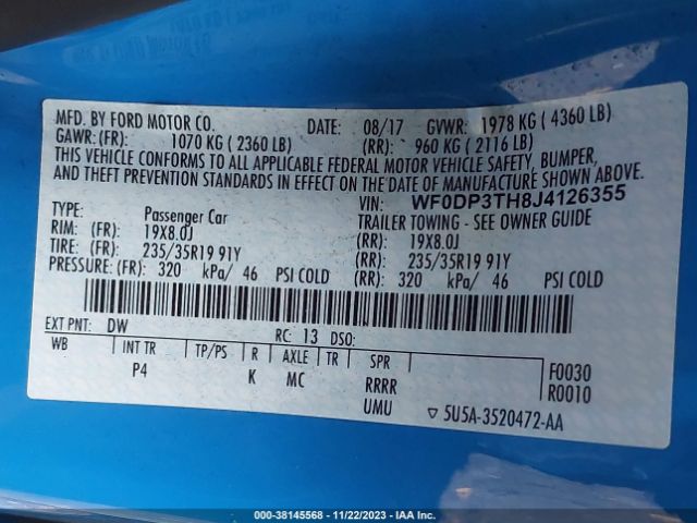 2018 FORD FOCUS RS WF0DP3TH8J4126355 Photo 8